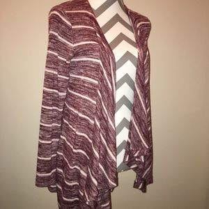 Burgundy and cream striped cardigan